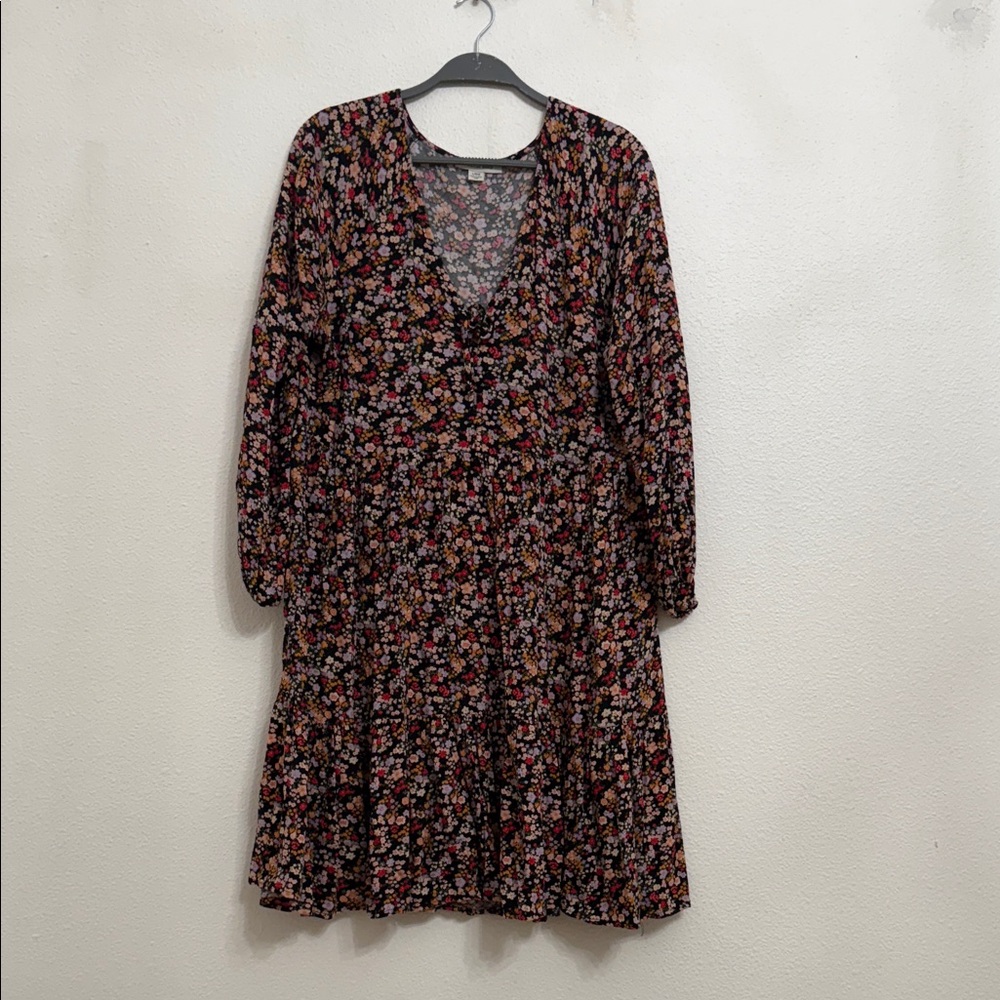 American Eagle Outfitters Black Floral Long Sleeve Dress
